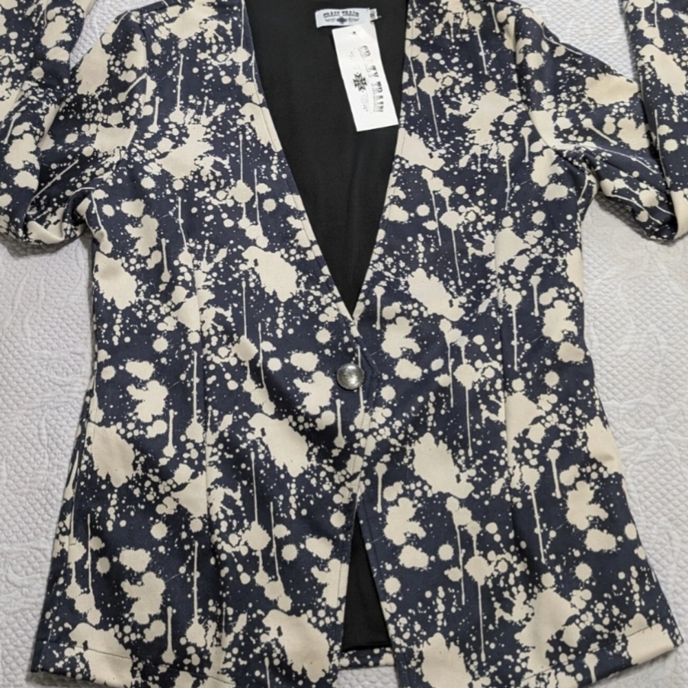 Vintage New Blazer Medium By Crazy Train "Paint Splatter" Nineties Revival